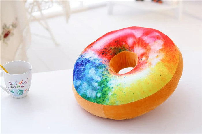 HKM-699411 Creative Plush Donut Pillow Cushion - Soft PP Cotton Bedding in Various Flavors