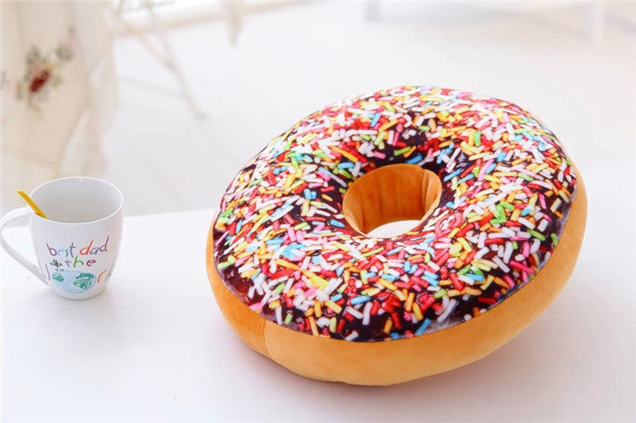 HKM-699411 Creative Plush Donut Pillow Cushion - Soft PP Cotton Bedding in Various Flavors