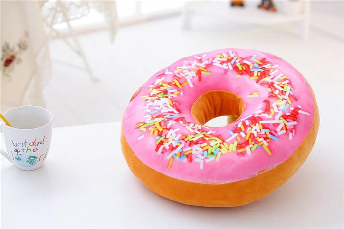 HKM-699411 Creative Plush Donut Pillow Cushion - Soft PP Cotton Bedding in Various Flavors