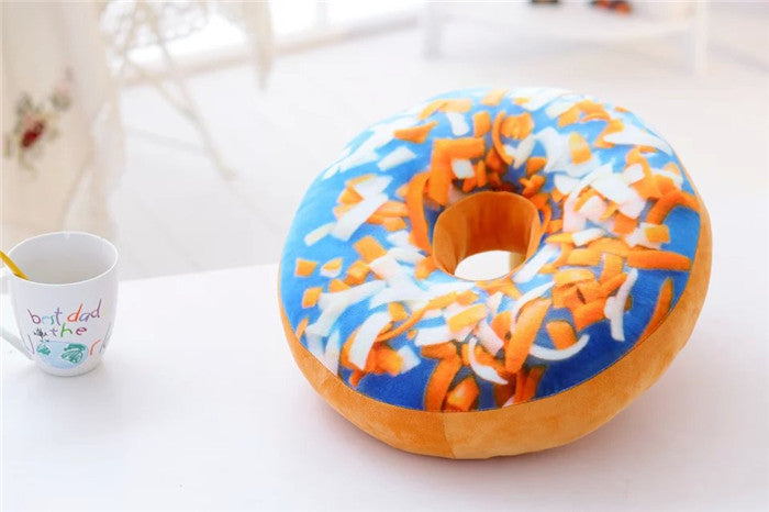 HKM-699411 Creative Plush Donut Pillow Cushion - Soft PP Cotton Bedding in Various Flavors