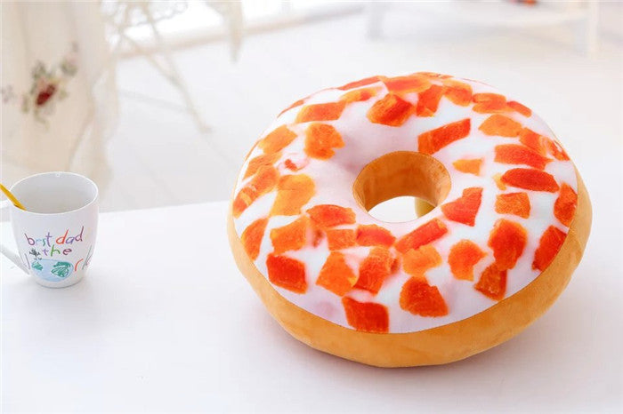 HKM-699411 Creative Plush Donut Pillow Cushion - Soft PP Cotton Bedding in Various Flavors