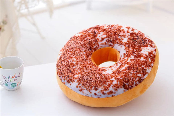 HKM-699411 Creative Plush Donut Pillow Cushion - Soft PP Cotton Bedding in Various Flavors