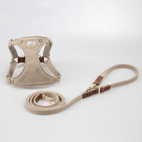 HKM-699475 Adjustable Denim Harness for Small and Medium Dogs with Cowhide Accents