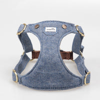 HKM-699475 Adjustable Denim Harness for Small and Medium Dogs with Cowhide Accents