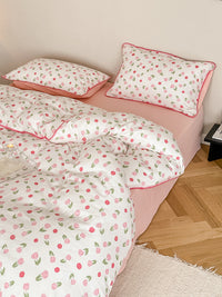 HKM-699603 Soft Double-Layer Cotton Four-Piece Bedding Set with Reactive Printing - Multiple Sizes Available
