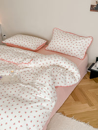 HKM-699603 Soft Double-Layer Cotton Four-Piece Bedding Set with Reactive Printing - Multiple Sizes Available