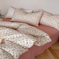 HKM-699603 Soft Double-Layer Cotton Four-Piece Bedding Set with Reactive Printing - Multiple Sizes Available