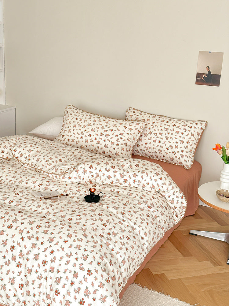 HKM-699603 Soft Double-Layer Cotton Four-Piece Bedding Set with Reactive Printing - Multiple Sizes Available