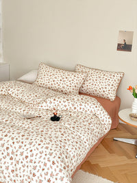 HKM-699603 Soft Double-Layer Cotton Four-Piece Bedding Set with Reactive Printing - Multiple Sizes Available