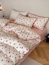 HKM-699603 Soft Double-Layer Cotton Four-Piece Bedding Set with Reactive Printing - Multiple Sizes Available