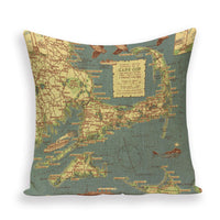 HKM-699667 European World Map Cushion Cover, Linen Pillowcase for Sofa and Home Decor, 45x45cm
