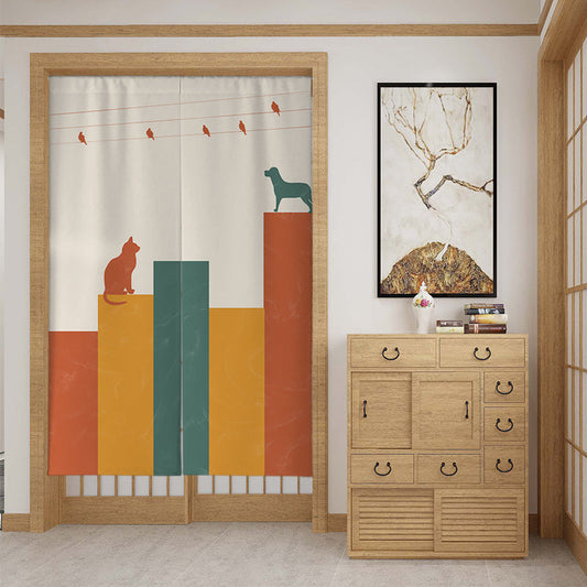 HKM-699987 Customizable Fabric Door Curtain with Telescopic Rod and Magnet - Multiple Sizes Available