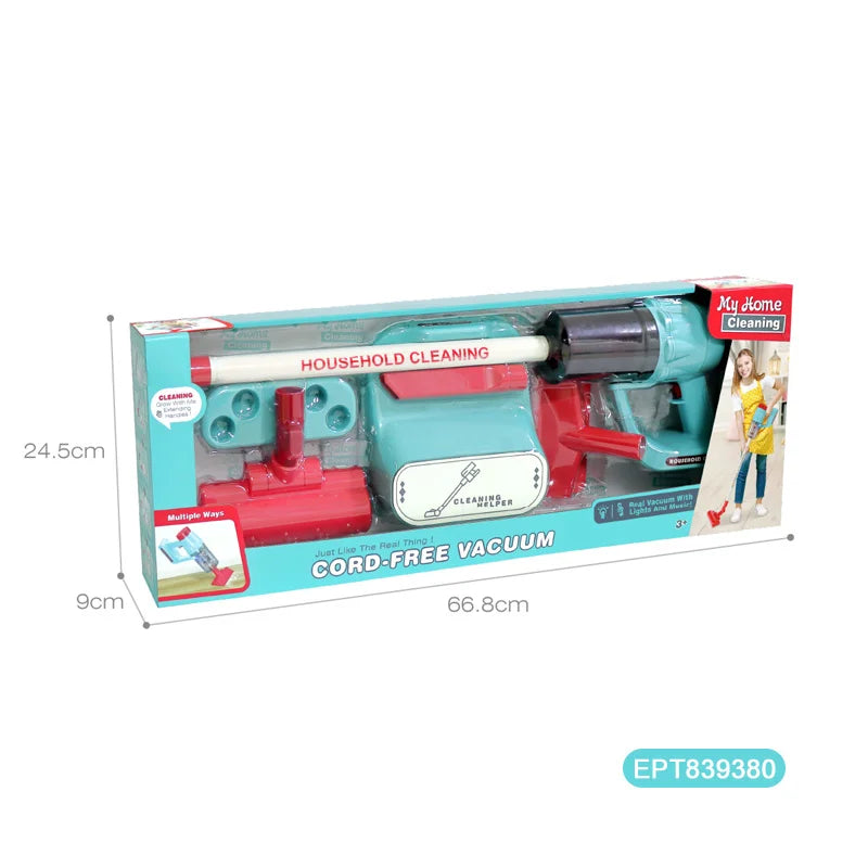 KTX-700115 Battery Operated Kids Dust Collector Cleaning Set with Light for Pretend Play