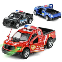 HKM-700243 1:32 Scale Toy Pickup Truck Die-Cast Model Car with Pull Back Function, Opening Doors, Light & Music