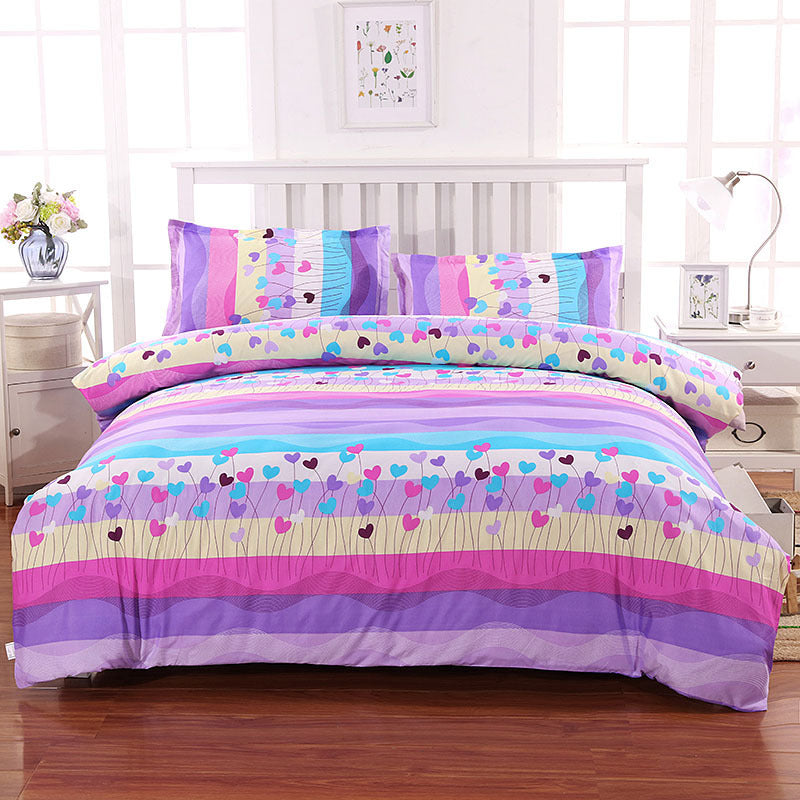 KTX-700243 Brushed Diamond Velvet 4-Piece Bedding Set with Geometric Design