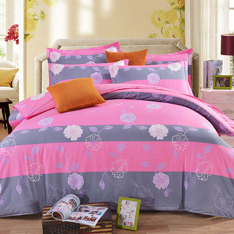 KTX-700243 Brushed Diamond Velvet 4-Piece Bedding Set with Geometric Design