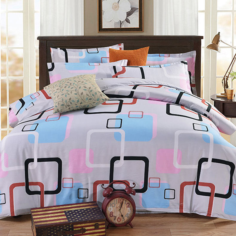 KTX-700243 Brushed Diamond Velvet 4-Piece Bedding Set with Geometric Design