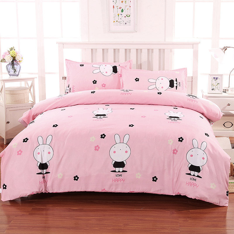 KTX-700243 Brushed Diamond Velvet 4-Piece Bedding Set with Geometric Design