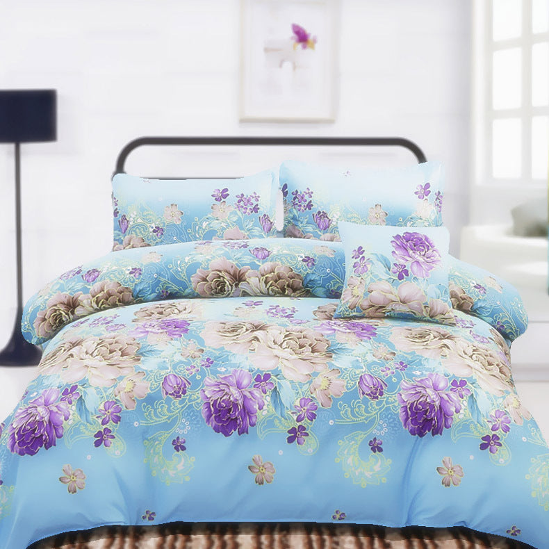 KTX-700243 Brushed Diamond Velvet 4-Piece Bedding Set with Geometric Design