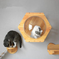 HKM-700243 Luxury Solid Wood Cat Tree with Scratching Post and Drilling Hole
