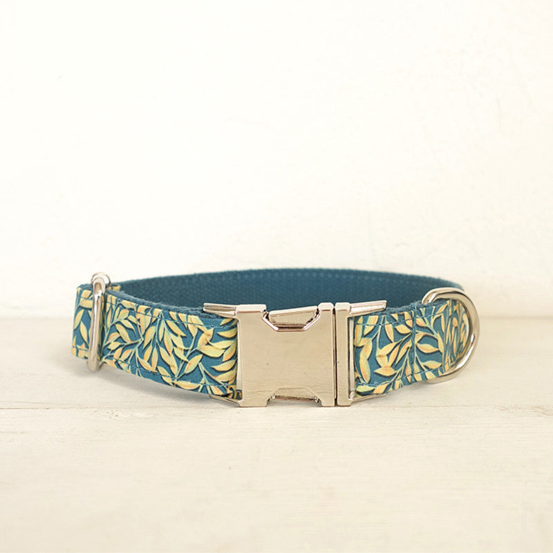 HKM-700307 Gold Leaf Polyester Dog Collar in Multiple Sizes (XS-XL)