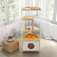 HKM-700435 Corner Cat Tower with Multi-Level Design, Scratching Post, and Space-Saving Features