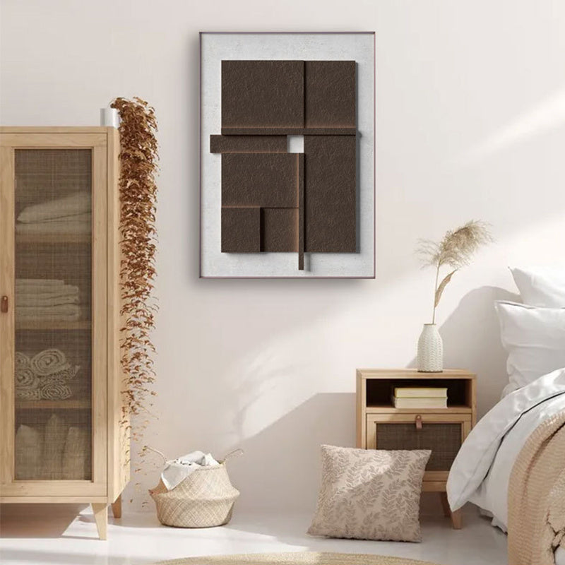 HKM-700435 Nordic Brown 3D Geometric Abstract Canvas Art for Modern Décor