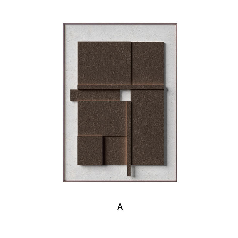 HKM-700435 Nordic Brown 3D Geometric Abstract Canvas Art for Modern Décor