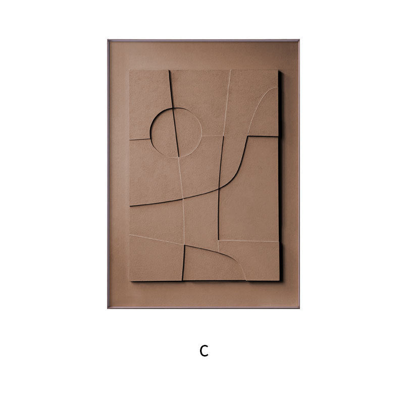 HKM-700435 Nordic Brown 3D Geometric Abstract Canvas Art for Modern Décor