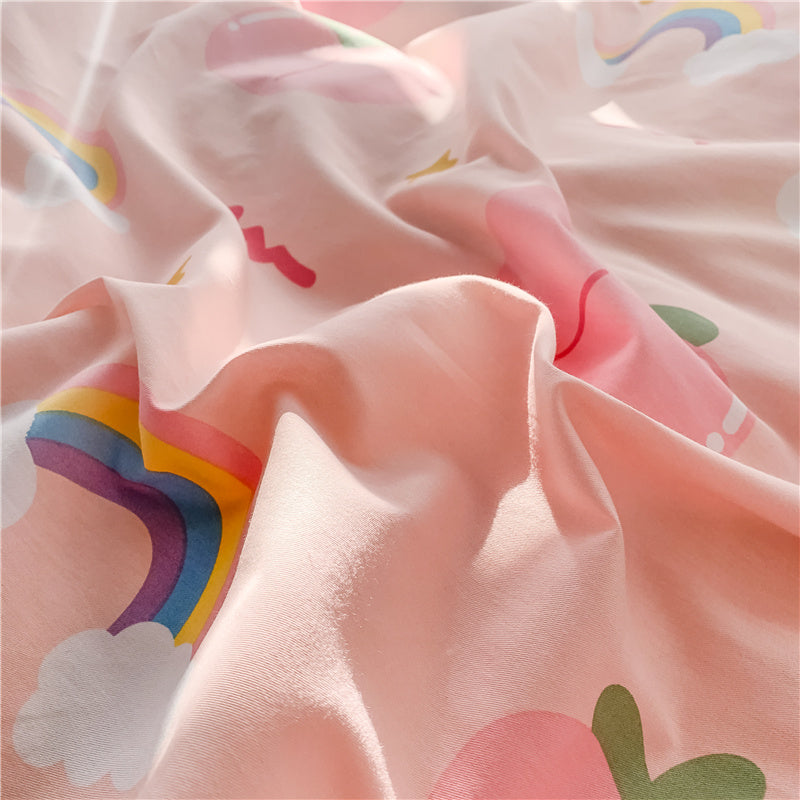 HKM-700435 Pure Cotton Girls' Heart Princess Bedding Set with Duvet Cover, Pillow, and Sheet - Soft and Breathable