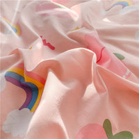 HKM-700435 Pure Cotton Girls' Heart Princess Bedding Set with Duvet Cover, Pillow, and Sheet - Soft and Breathable