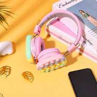 HKM-700499 Bluetooth Fidget Headphones with Pop Bubbles for Kids and Adults - Stress Relief Toy and On-Ear Headset