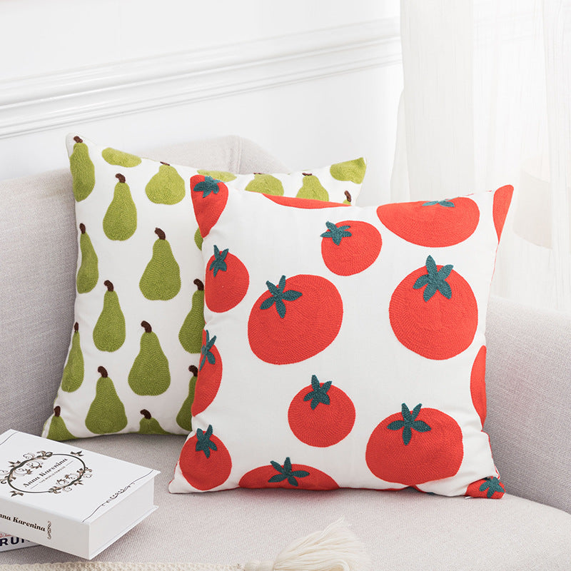 HKM-700499 Embroidered Cotton and Linen Pillowcase in Pastoral Style - 45x45cm