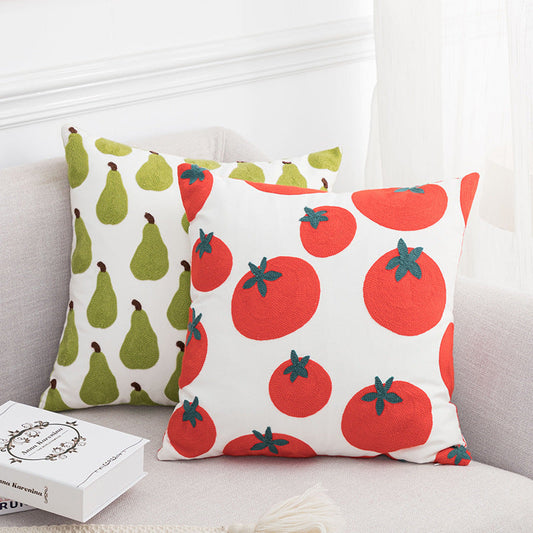 HKM-700499 Embroidered Cotton and Linen Pillowcase in Pastoral Style - 45x45cm