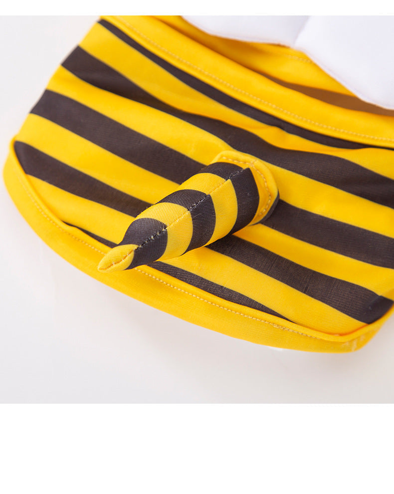 HKM-700883 Cute Bee Shaped Dog Swimsuit - Adjustable Suspenders for All Sizes