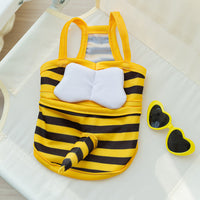 HKM-700883 Cute Bee Shaped Dog Swimsuit - Adjustable Suspenders for All Sizes