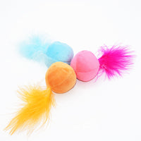 HKM-700883 Vocal Catnip Cat Claw Toy Ball with Feather - Soft Crystal Flannel & Fiber Cotton, 14G Diameter