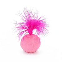 HKM-700883 Vocal Catnip Cat Claw Toy Ball with Feather - Soft Crystal Flannel & Fiber Cotton, 14G Diameter