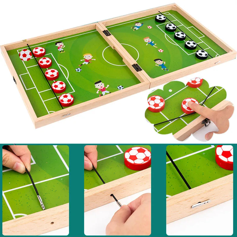 HKM-701011 15 in 1 Wooden Fast Sling Puck Board Game – Indoor Family Fun and Party Game for All Ages