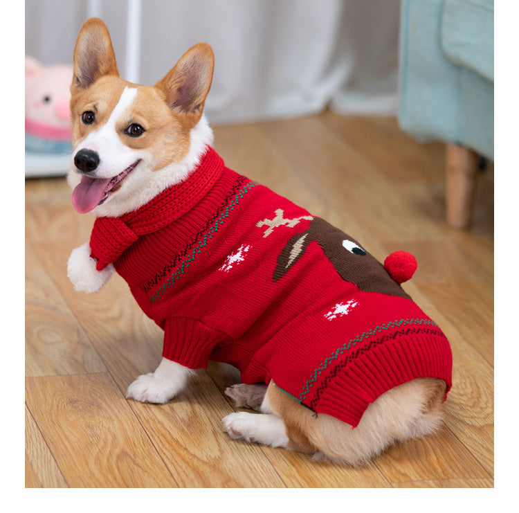 HKM-701267 Padded Winter Coat with Scarf for Dogs - Casual Style in Red and Black, Multiple Sizes Available