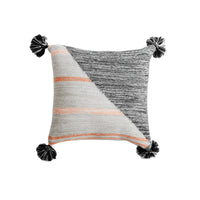 HKM-701395 Black and White Moroccan Style Pure Cotton Knitted Pillowcase - 45x45 cm