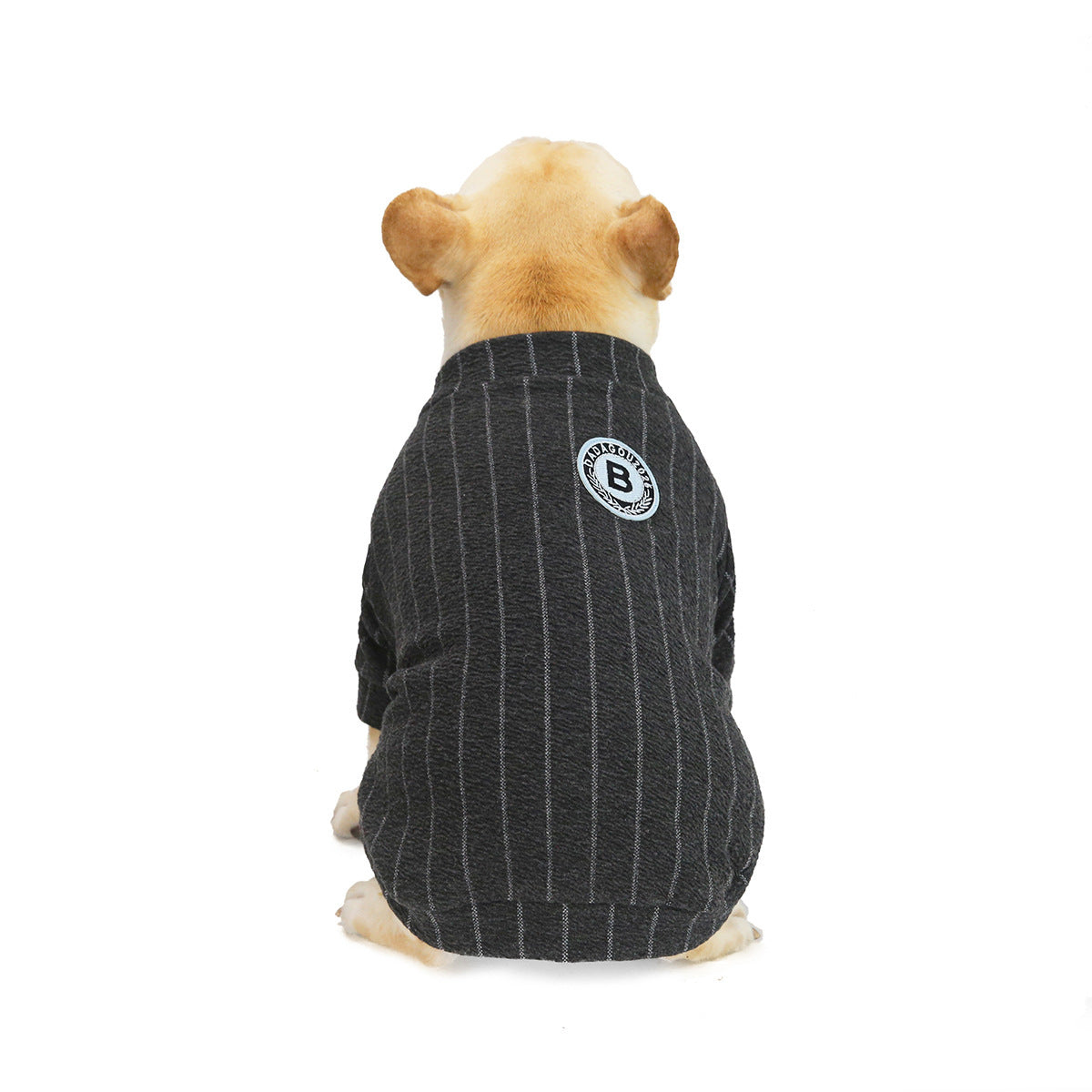 HKM-701459 Cozy Burgundy and Dark Grey Bulldog Baseball Sweatshirt for Small Dogs