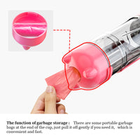 HKM-701459 Multi-Functional Pet Water Bottle with Waste Bag and Shovel - 300ml Capacity