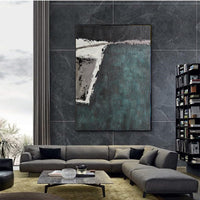 HKM-701523 Handmade Large Abstract Canvas Painting in Retro Green Texture for Modern Home Decor