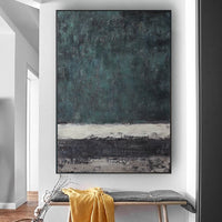 HKM-701523 Handmade Large Abstract Canvas Painting in Retro Green Texture for Modern Home Decor