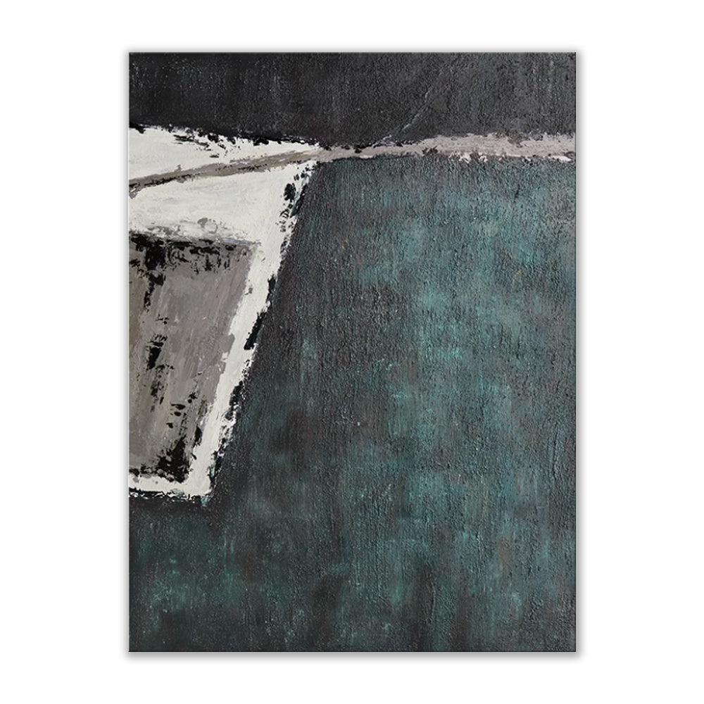 HKM-701523 Handmade Large Abstract Canvas Painting in Retro Green Texture for Modern Home Decor