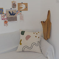 HKM-701587 Cotton Canvas Pillow with Towel Embroidery - 45x45cm Decorative Cushion