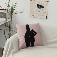 HKM-701587 Cotton Canvas Pillow with Towel Embroidery - 45x45cm Decorative Cushion