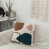 HKM-701587 Cotton Canvas Pillow with Towel Embroidery - 45x45cm Decorative Cushion