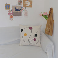 HKM-701587 Cotton Canvas Pillow with Towel Embroidery - 45x45cm Decorative Cushion